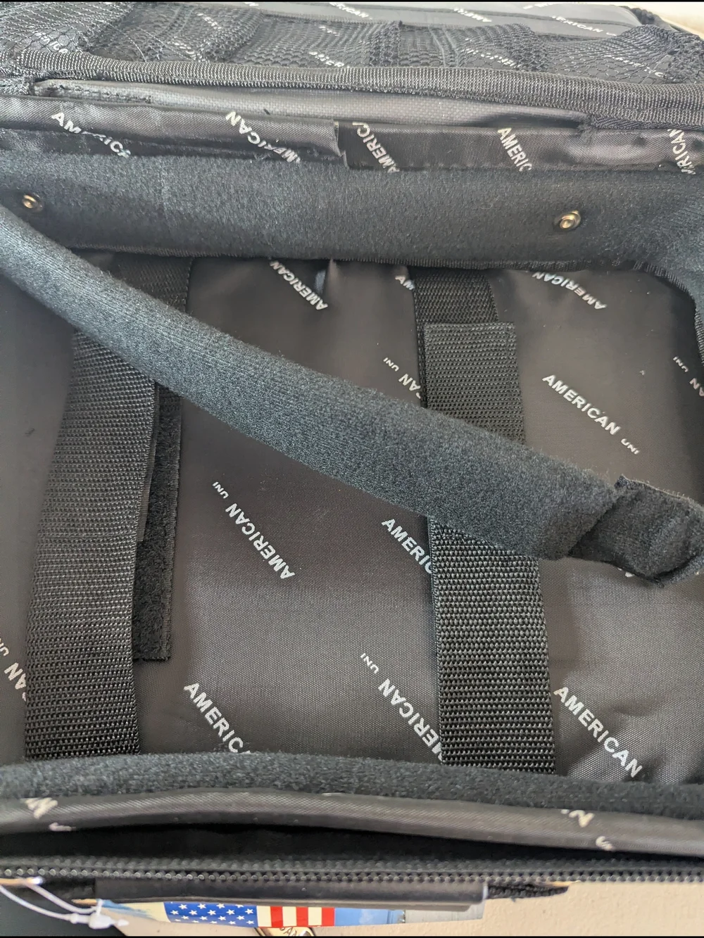 New with tags American Uni travel laptop and document organizer bag in black.